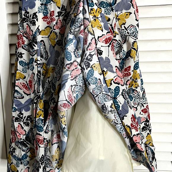 L.L. Bean Fit & Flare Dress Butterfly Pattern Tie Straps Size 8 Multicolor Dress - Picture 13 of 16